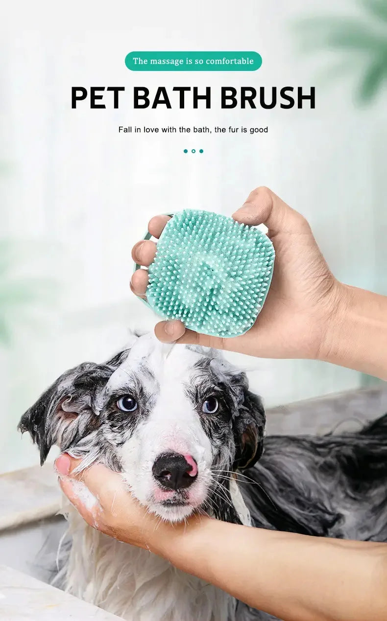 Escova de Massagem e Banho em Silicone para Pets