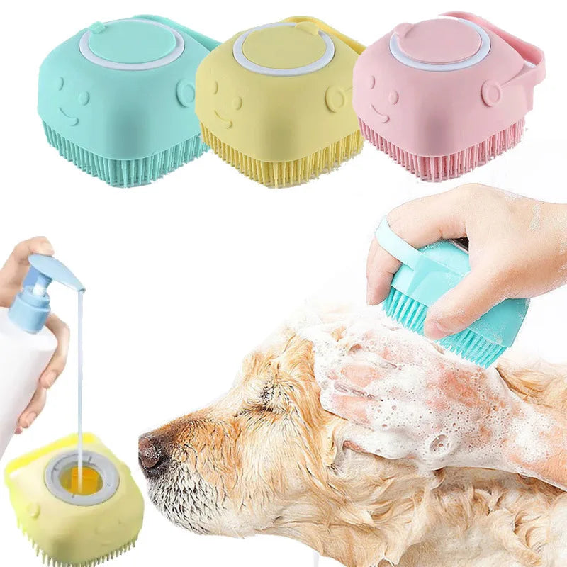 Escova de Massagem e Banho em Silicone para Pets