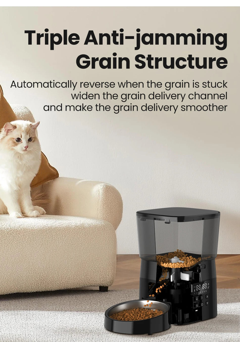Alimentador Automático Pet ROJECO – Dispenser de Ração Programável 2L