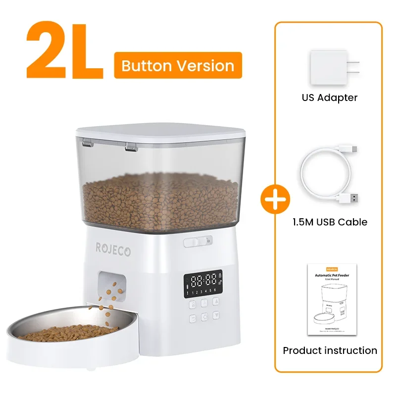 Alimentador Automático Pet ROJECO – Dispenser de Ração Programável 2L