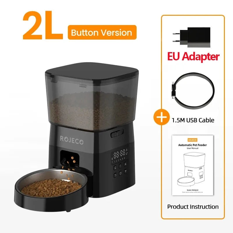 ROJECO Automatic Pet Feeder – 2L Programmable Food Dispenser