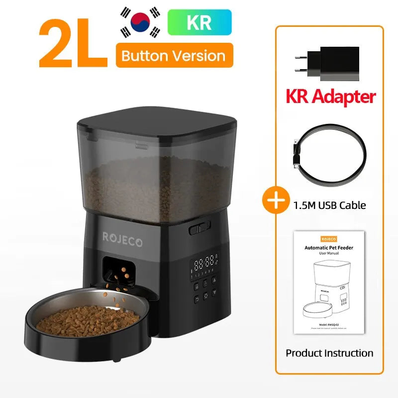 ROJECO Automatic Pet Feeder – 2L Programmable Food Dispenser