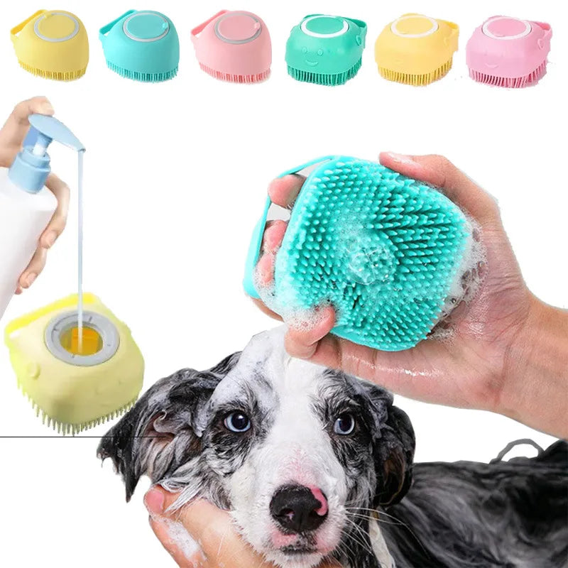 Escova de Massagem e Banho em Silicone para Pets