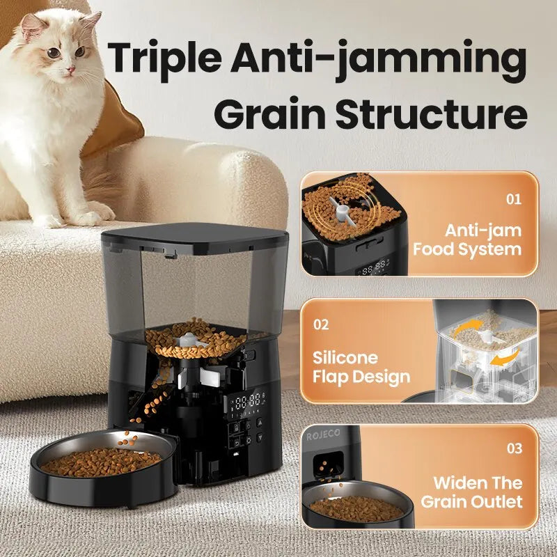 ROJECO Automatic Pet Feeder – 2L Programmable Food Dispenser