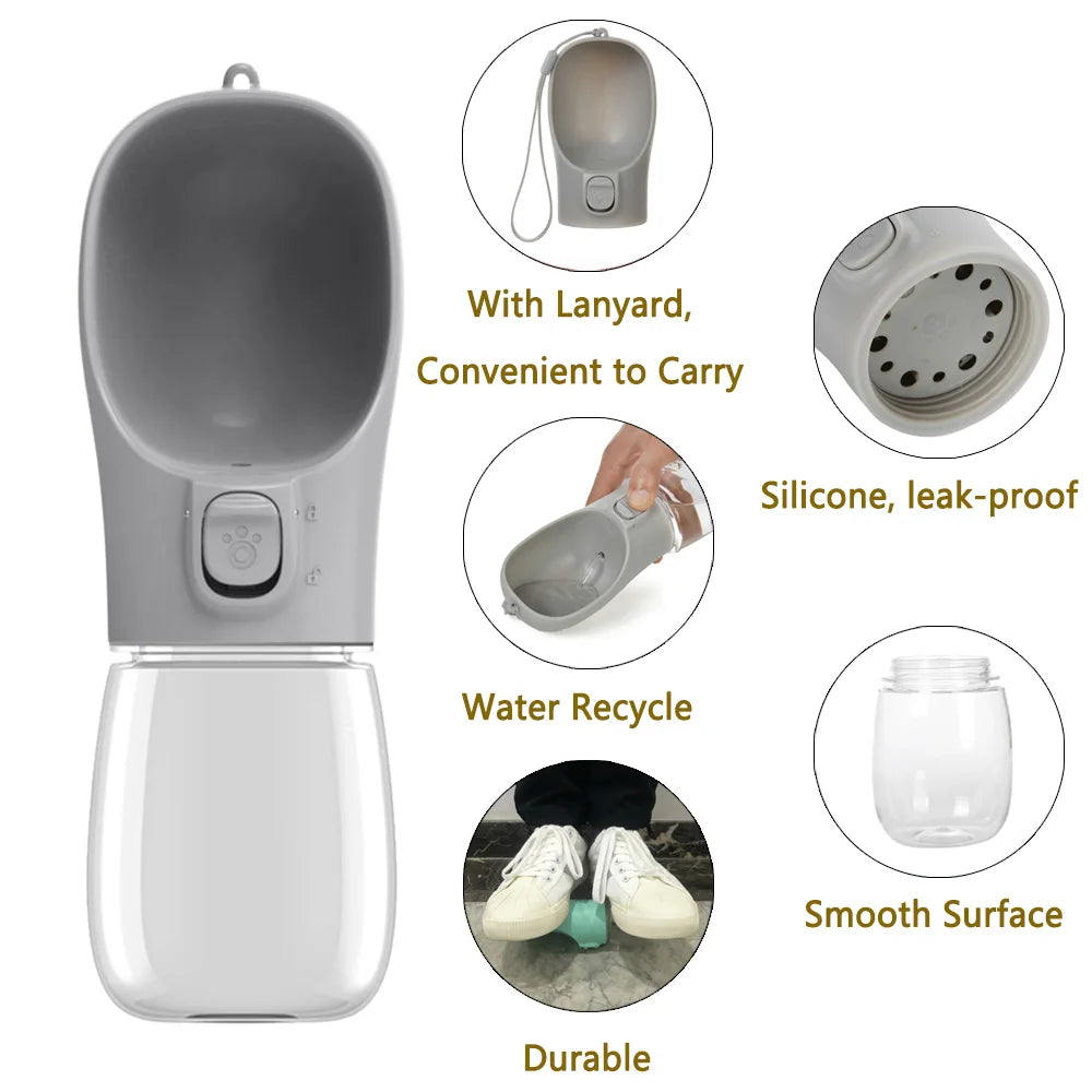 Garrafa de Água Portátil para Pets – Bebedouro de Passeio Anti-Vazamento