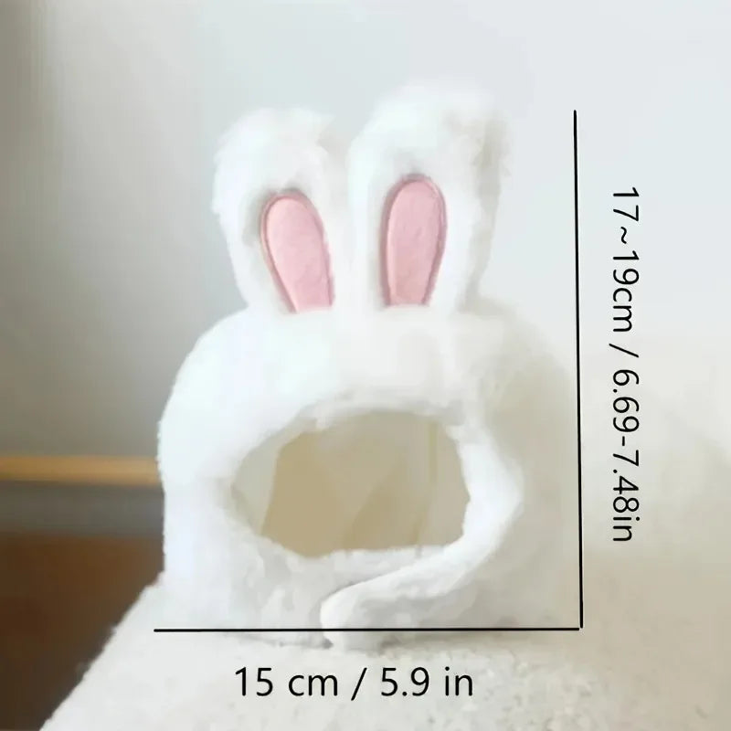 Chapéu de pelúcia com orelhas de coelho para animais de estimação