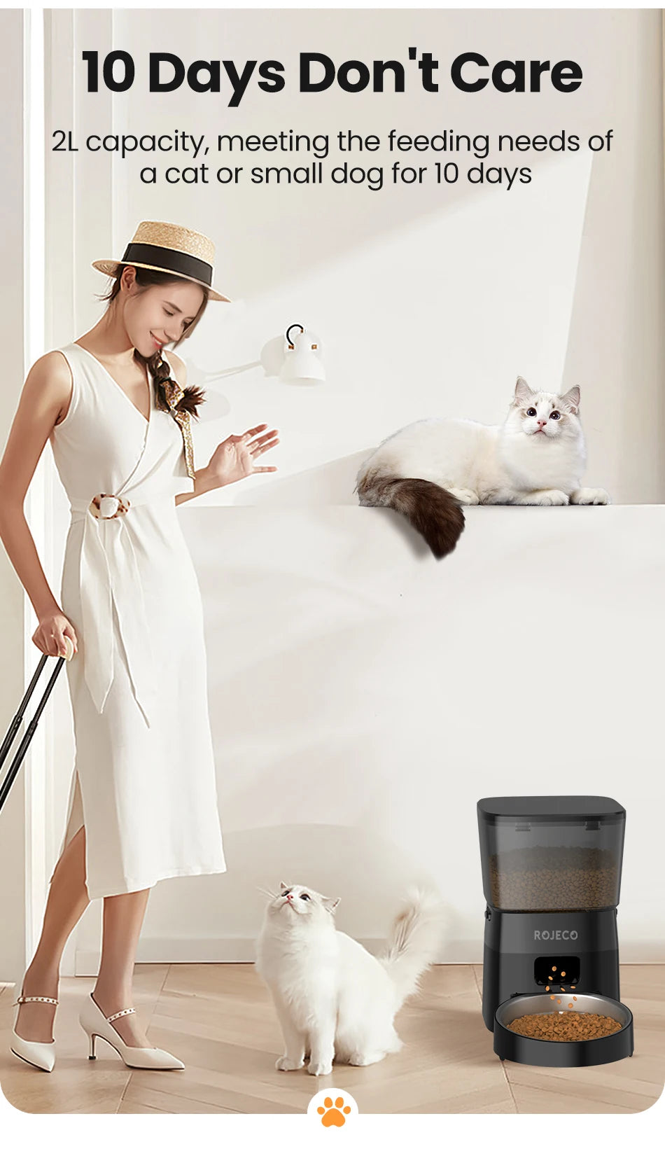 Alimentador Automático Pet ROJECO – Dispenser de Ração Programável 2L